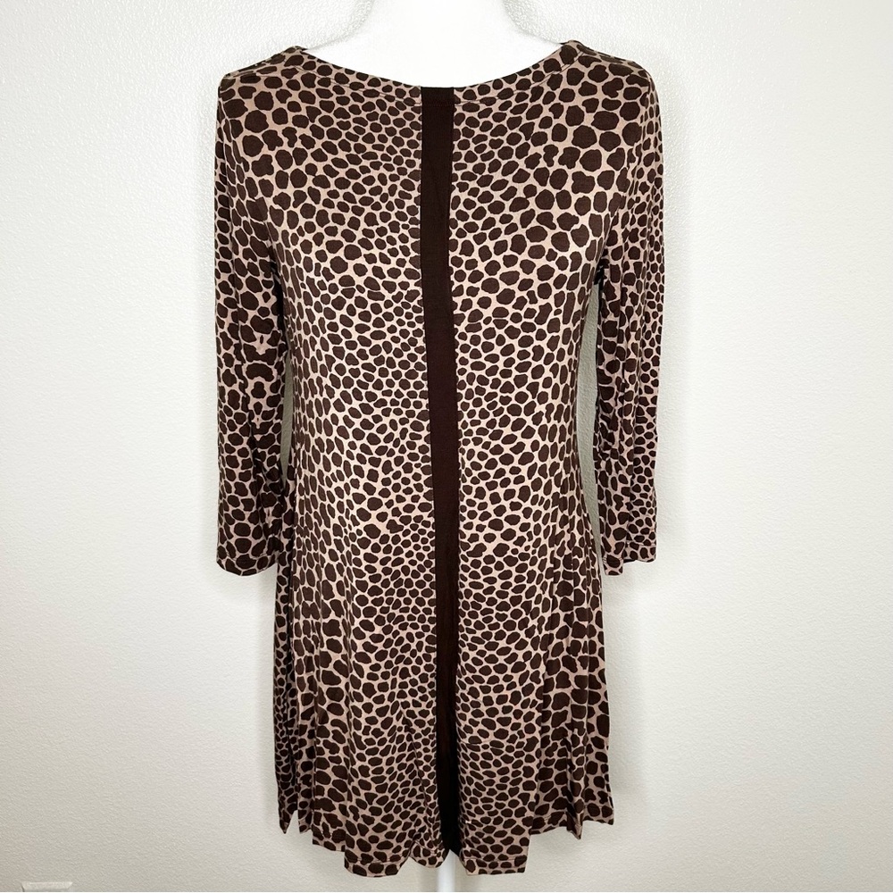 Soft Surroundings Womens Beige & Brown Giraffe Print Tunic Top Size Medium
